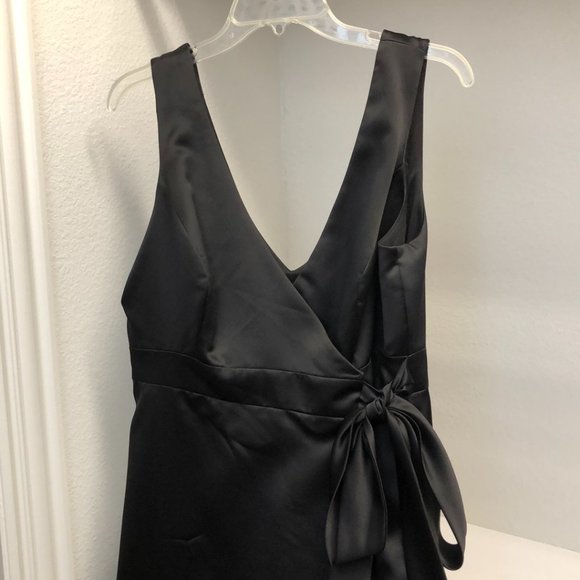 Dessy black tea length satin bridesmaid dress size 14 new with tags - Picture 2 of 11